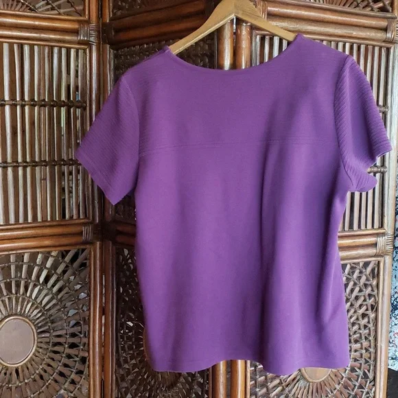 Denim & Co. Novelty Zip Front Jacket and SS T-Shirt Set - Purple - XL - Picture 8 of 15